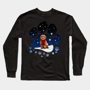 Snow Paw Red Goldendoodle Christmas Winter Holiday Long Sleeve T-Shirt